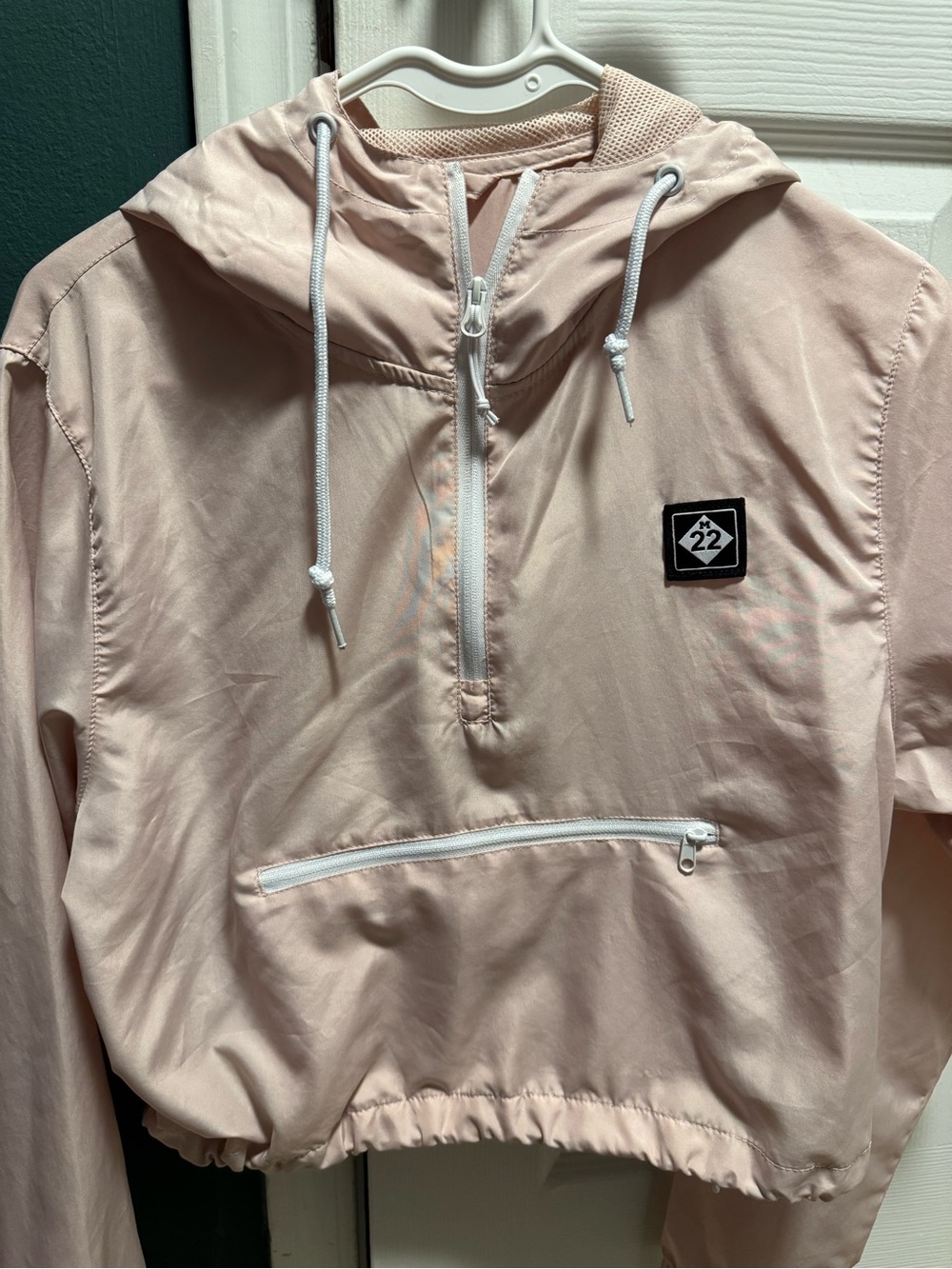 Light Pink Hooded Crop Pullover Top